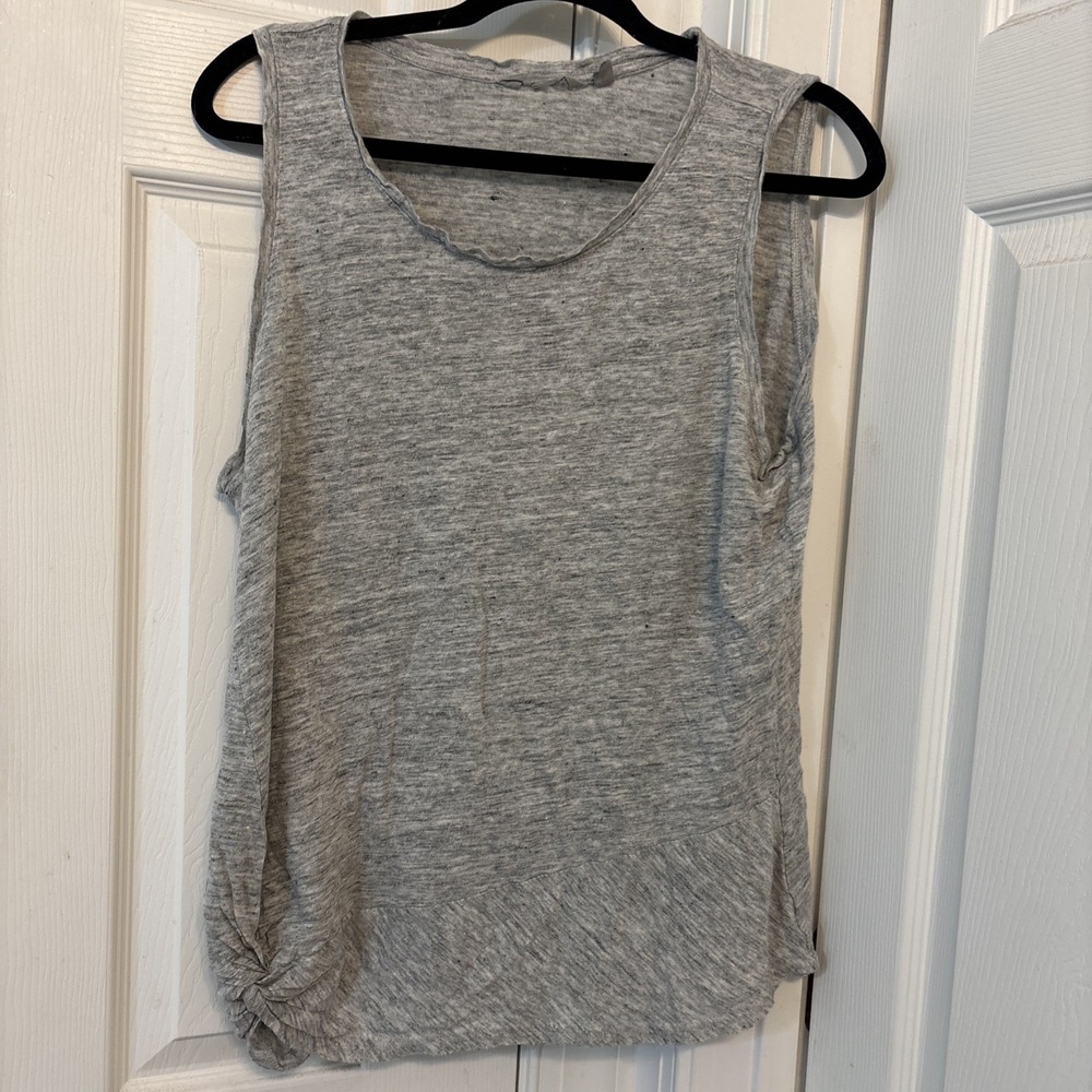 ATHLETA WOMEN'S SLEEVELESS LINEN KNOT ZEPHYR TANK TOP SZ XL LIGHT GRAY HEATHER